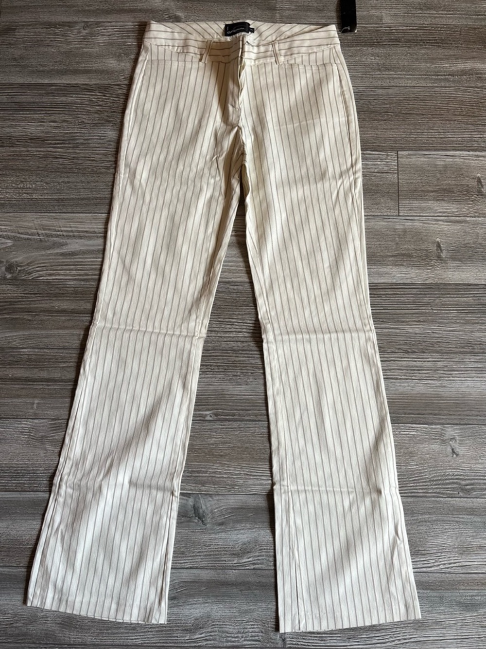 Dynamite Cream Pinstriped Trousers with Black Stripes